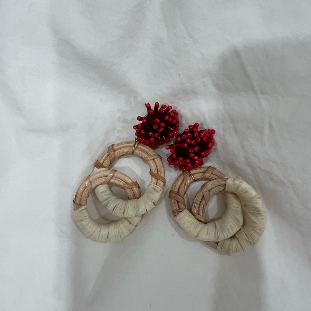Bead and straw earrings